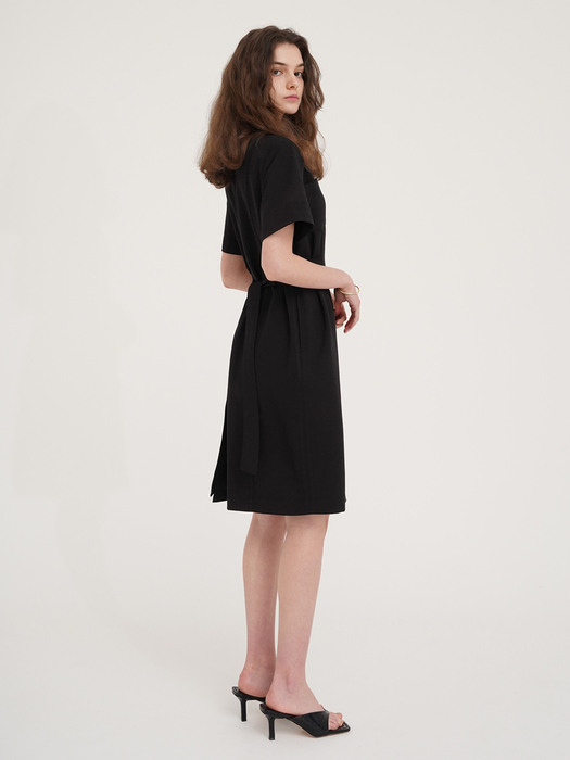 Linen button up dress - Black