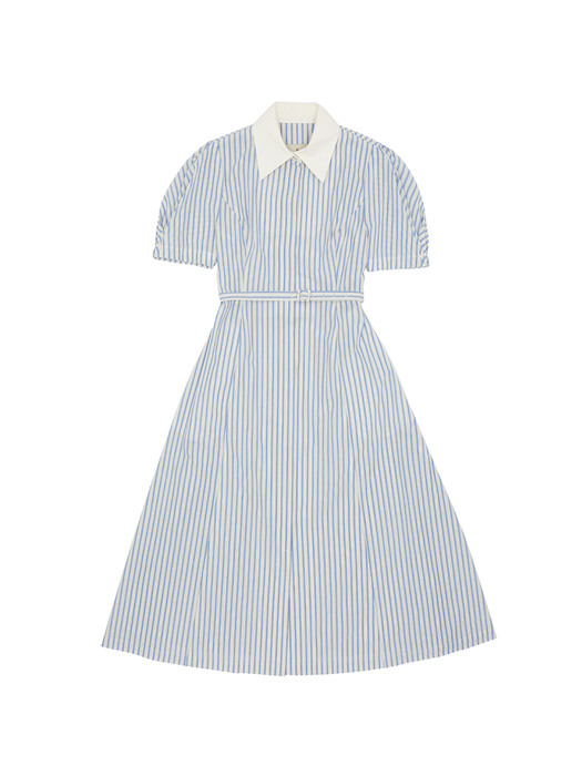 [N]HANDAM Short sleeve shirt dress (Blue stripe/Butter)