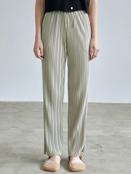 PLEATS BANDING PANTS_KHAKI