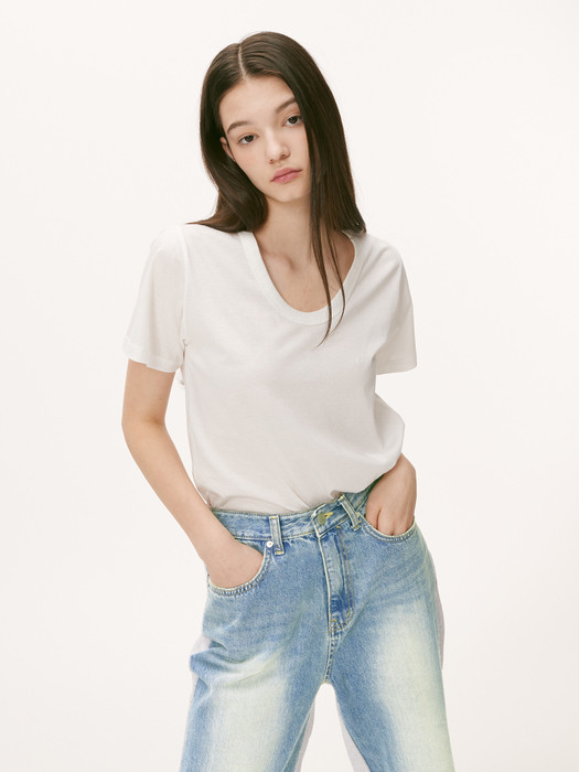 BASIC U NECK T [WHITE]