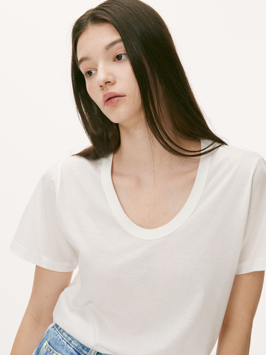 BASIC U NECK T [WHITE]
