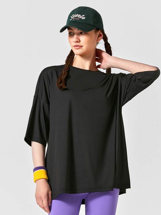 루즈핏 COOL 냉감 여성 티셔츠 블랙
