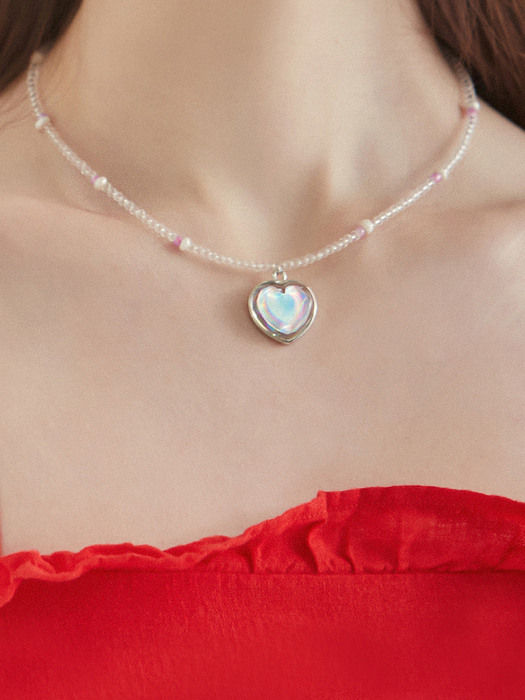 Purple Beads Heart Pendant Necklace