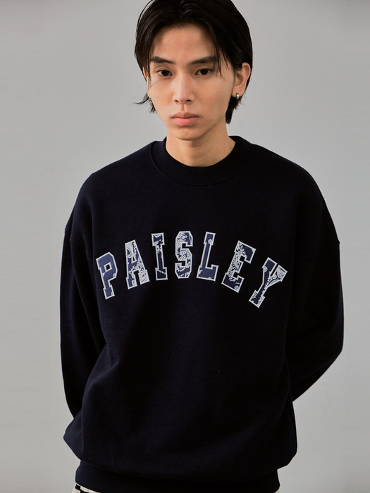 Paisely fabric arch logo sweatshirts navy/white