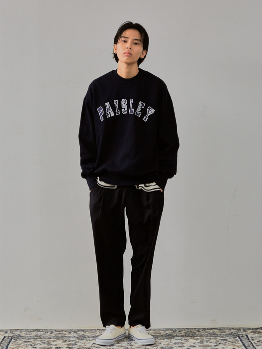 Paisely fabric arch logo sweatshirts navy/white