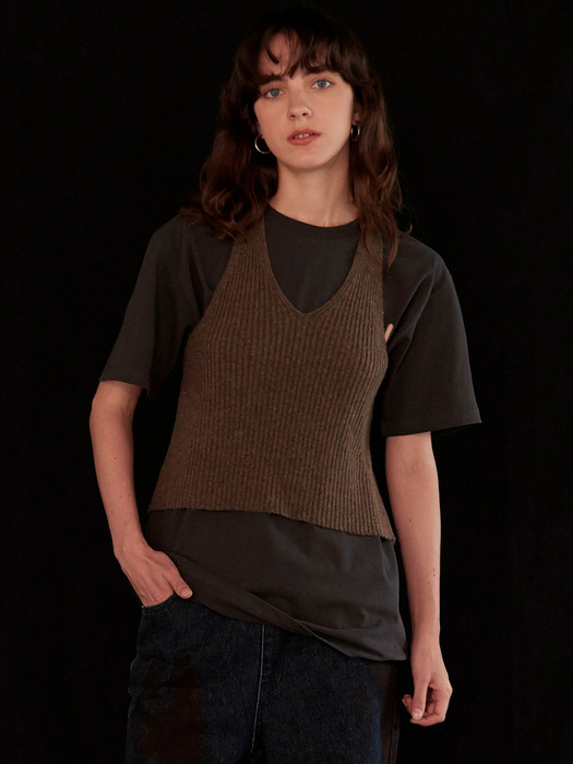 HALTER OPEN BACK KNIT(brown)