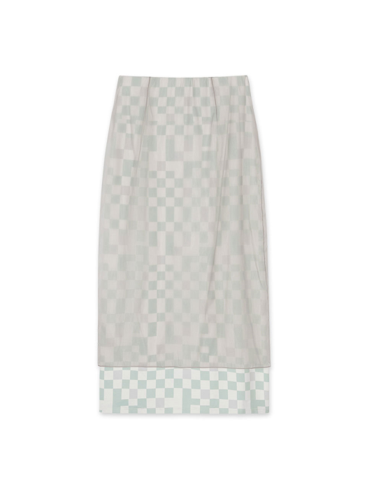 Checkerboard Slit Midi Skirt in Mint VW1AS123-31