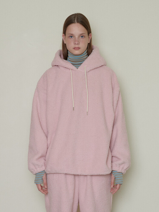 Fleece oversize hoodie_ Pink