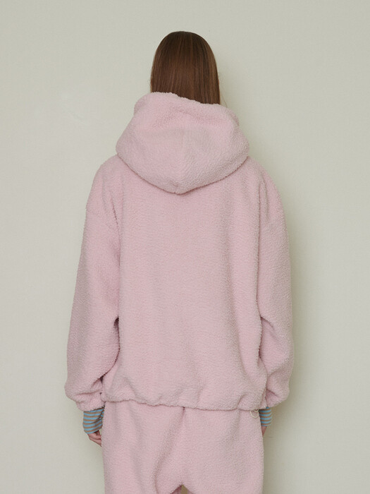 Fleece oversize hoodie_ Pink