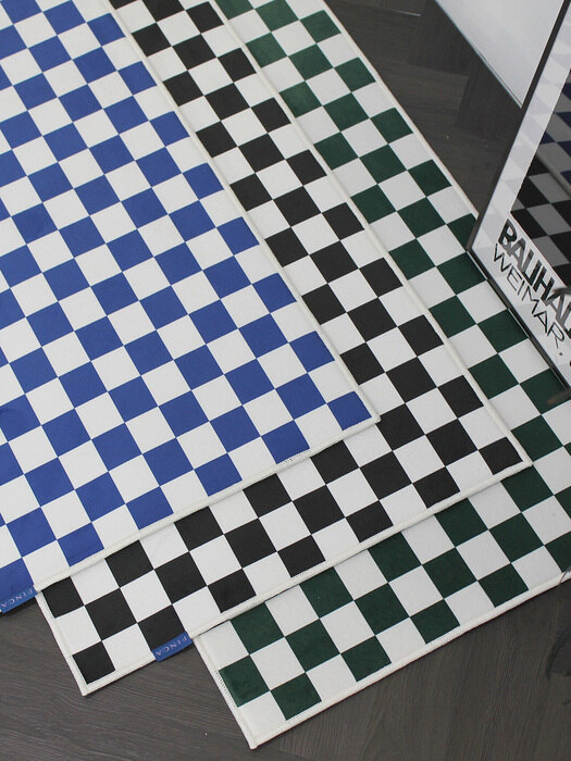 체커보드 체크 비비드 사계절 단모 미니 롱 러그 60x150cm 3colors