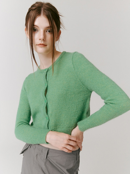 Kid Mohair Crop Cardigan [Green]