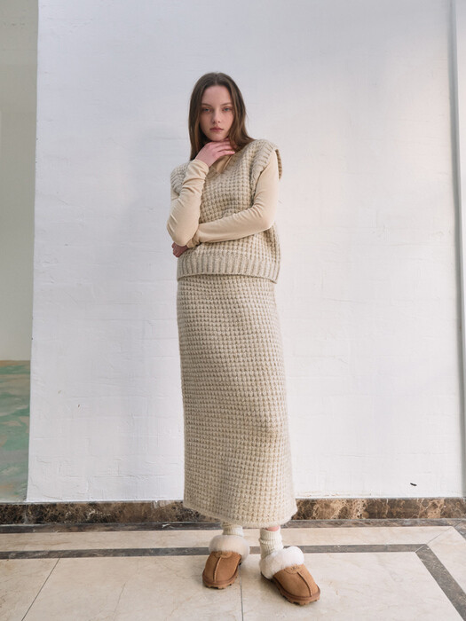 Square wale knit set - Ivory
