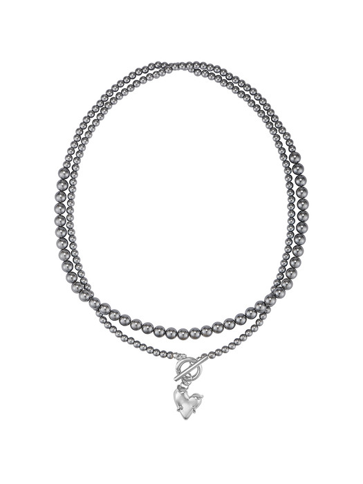 Luv Heart Grey Pearl toggle Necklace