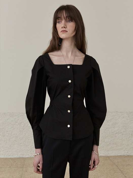 CARLA Puff Sleeve Shirt_Black