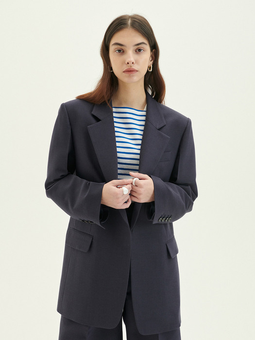 Structured Long Jacket Violet Blue