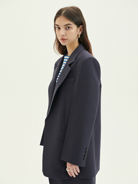 Structured Long Jacket Violet Blue