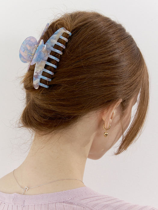 Estella Marble Huggie Hair Claw Clip (Sunset Blue)