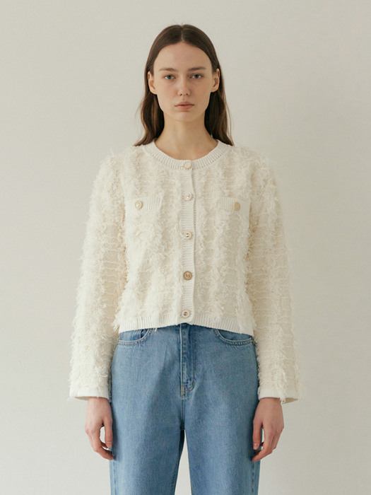 111 blanc tweed knit cardigan (ivory)