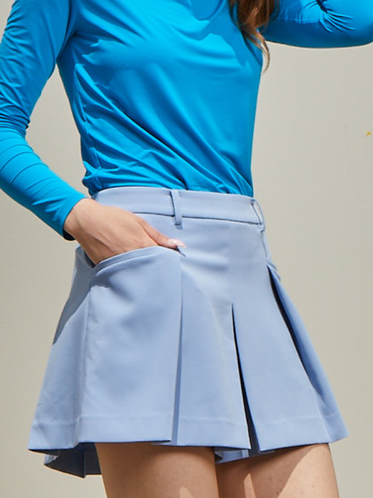 pleats pants skirt_light blue
