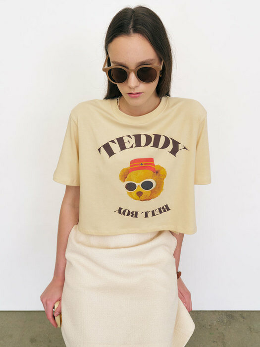 22 Summer_ Custard BellBoy Teddy Crop T-Shirt