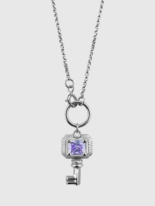Square gemstone key necklace