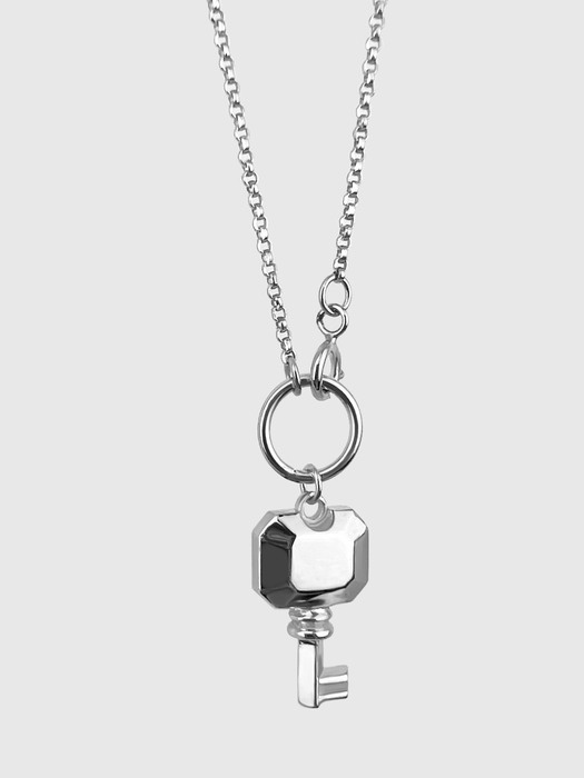 Square gemstone key necklace