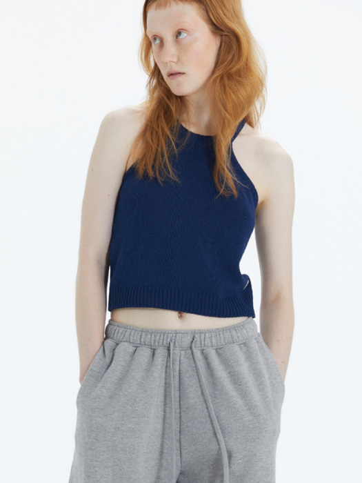 Halter Neck Knitted Top (Blue)