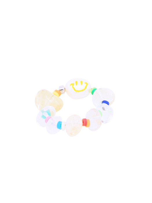 HAPPY THINGS YELLOW SMILE BEADS RING