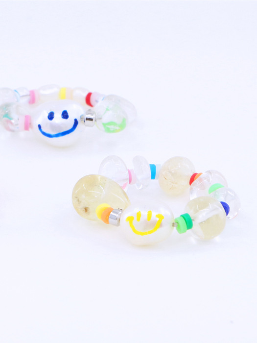 HAPPY THINGS YELLOW SMILE BEADS RING