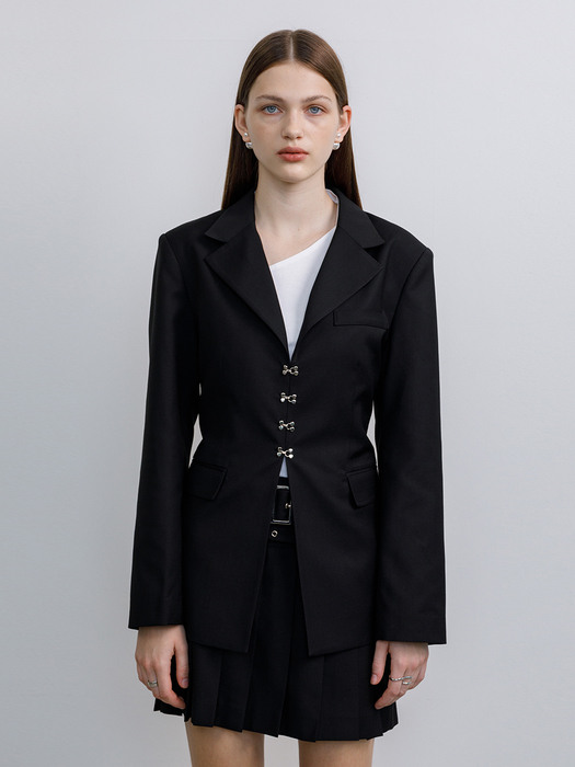 Hook belted jacket (black)