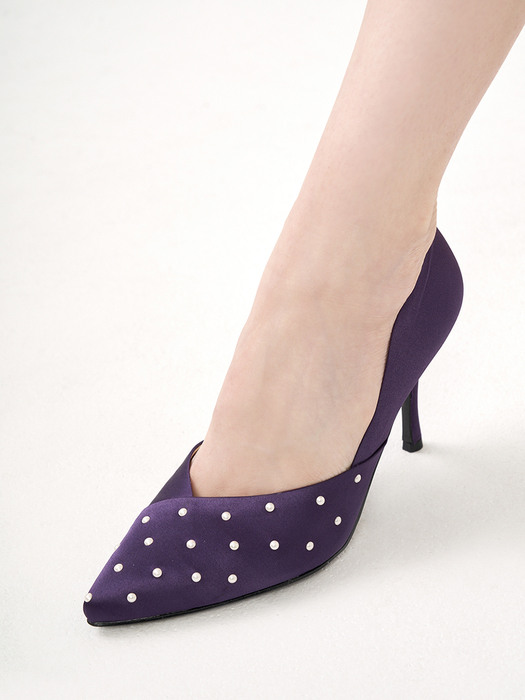 Luna Pearl on the Satin Stilettos Purple