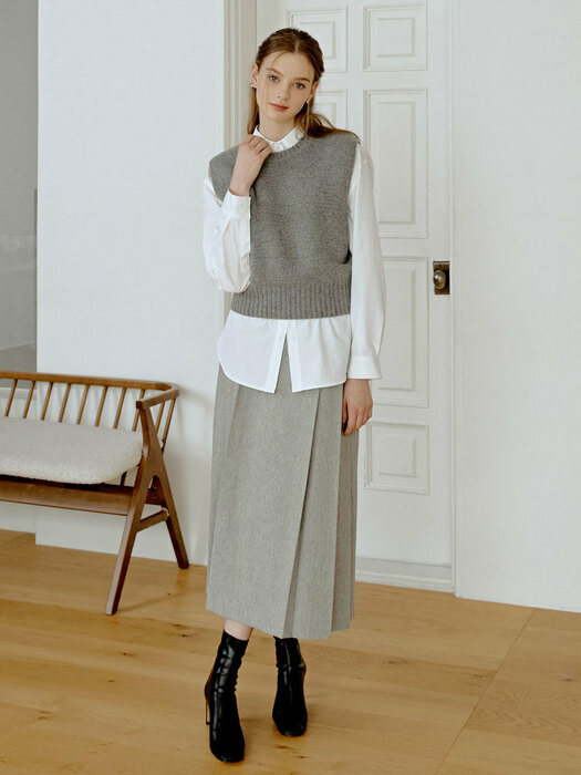 Air wool knit vest (gray)