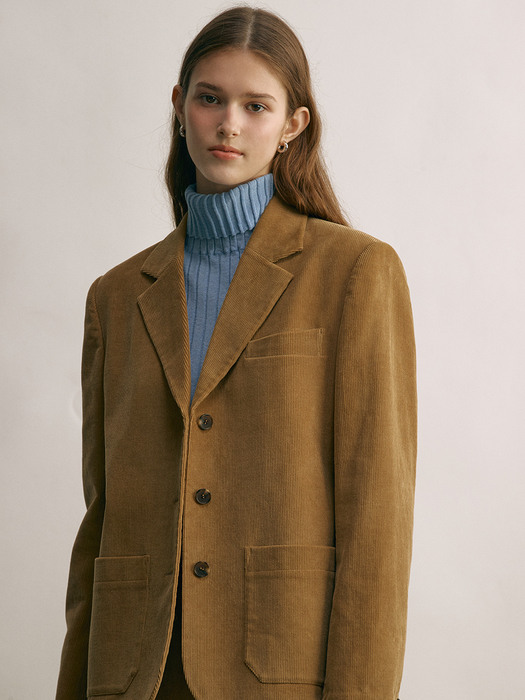 [N][SET]WESTMINSTER Corduroy jacket + MAILI A-line corduroy skirt (Camel)