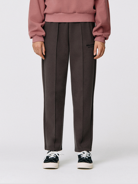 PINTUCK JERSEY PANTS-BROWN