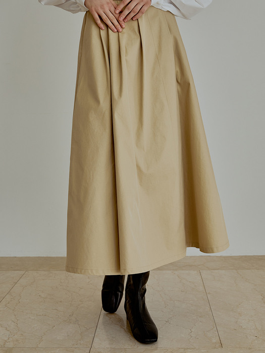 Pintuck wrap skirt (beige)