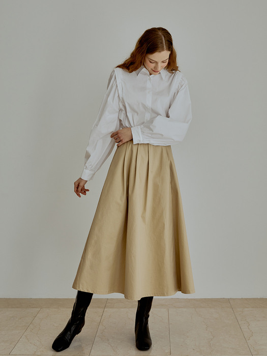 Pintuck wrap skirt (beige)