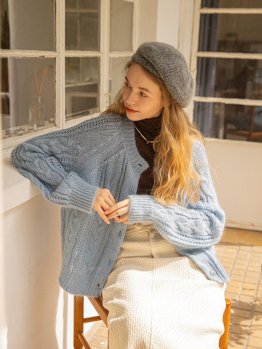 LEROY cable knit cardigan_BLUE