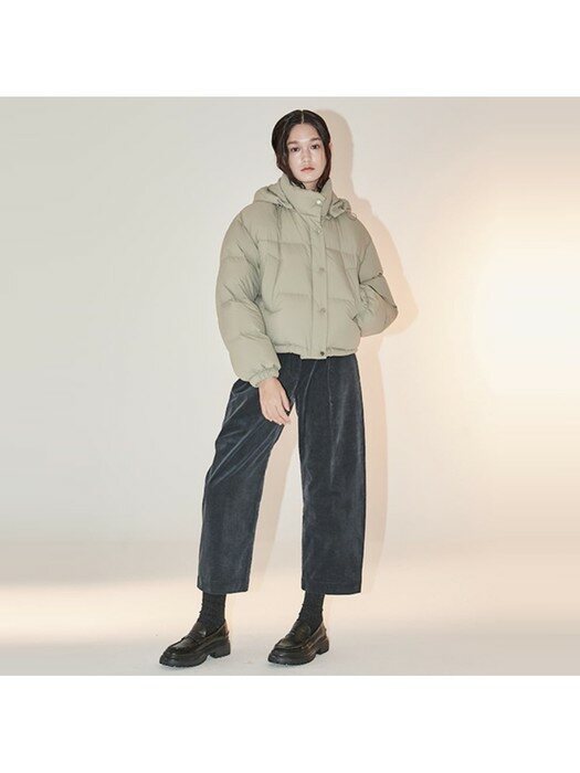 Hood Crop Puffer Down  Light Khaki (KE2X38M03H)