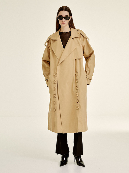 ELLA EYELET TRENCH COAT-BEIGE