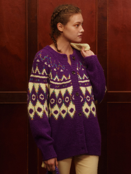 Alpaca Nordic Cardigan (Purple)