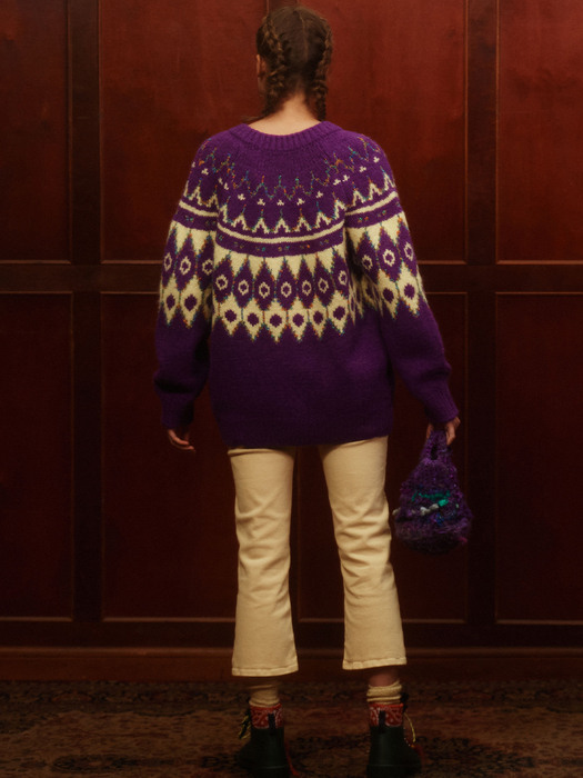 Alpaca Nordic Cardigan (Purple)