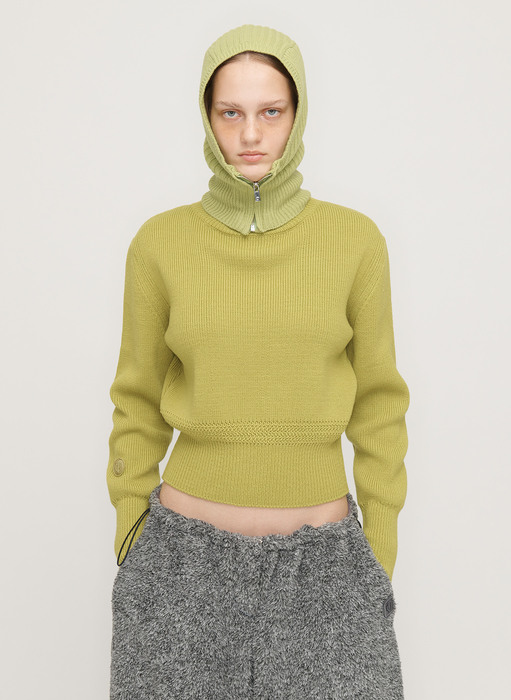 RIBBED TURTLENECK KNIT PULLOVER, GREEN