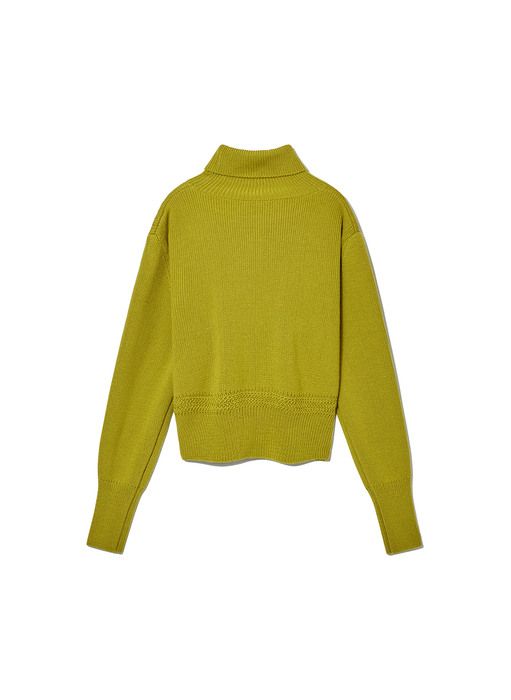 RIBBED TURTLENECK KNIT PULLOVER, GREEN