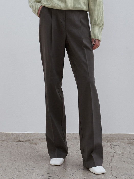 OU976 tailor wide pants (deep khaki)