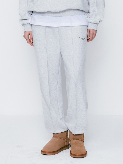 Pintuck Wave Sweat Pants White Melange