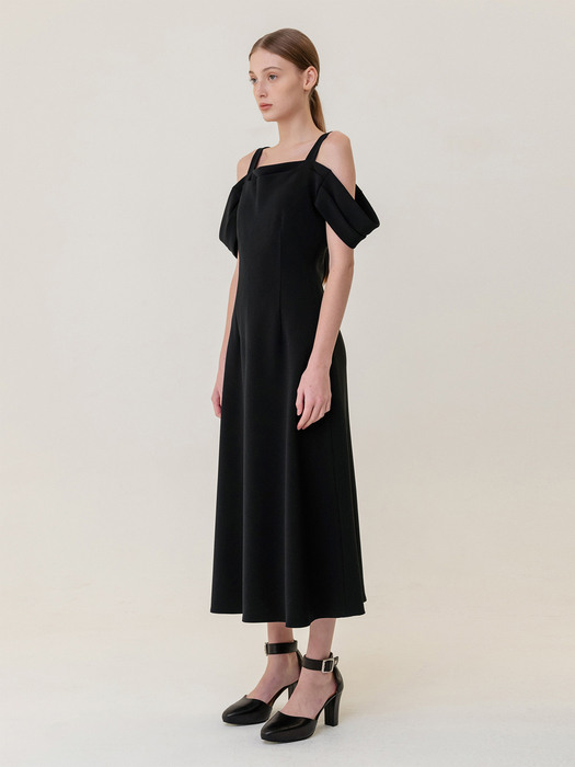 Rosetta Bare-Shoulder Midi Dress Black