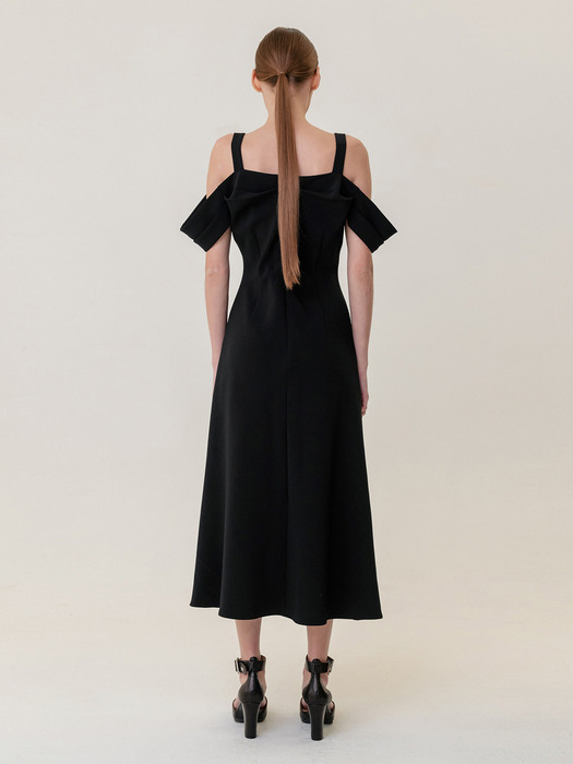 Rosetta Bare-Shoulder Midi Dress Black