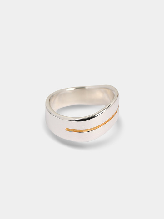 Heart gold line ring L (925 silver)