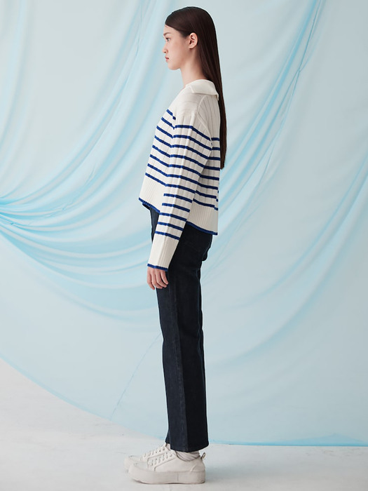 Stripe Collar Knit Pullover  Ivory (KE3151M010)