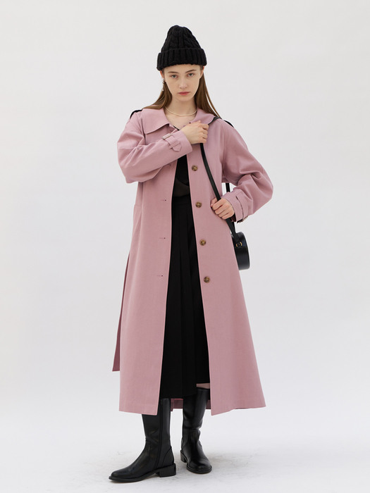 23 Spring_ Pink A-line Trench Coat